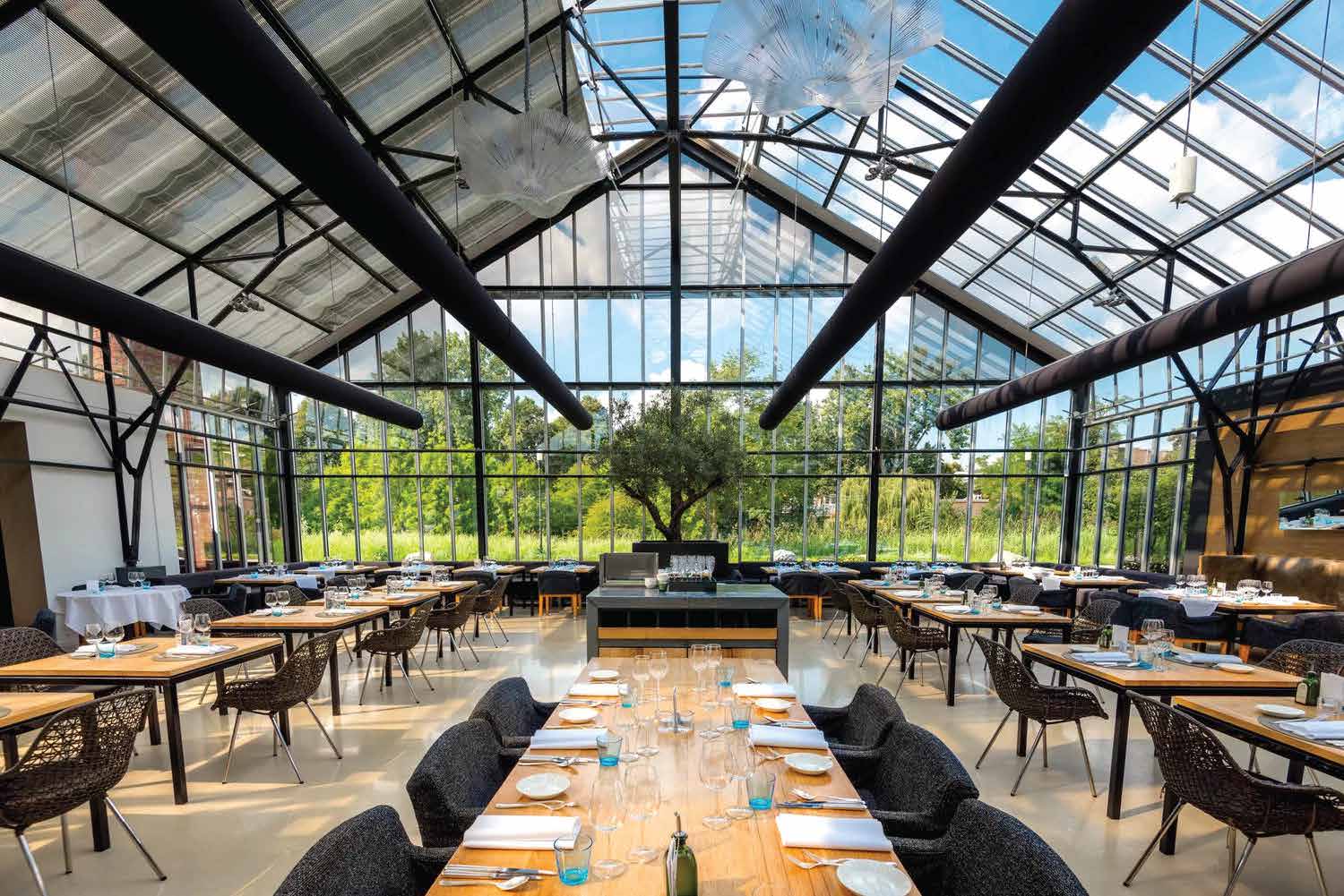 Illustrative image of a glazed restaurant interior